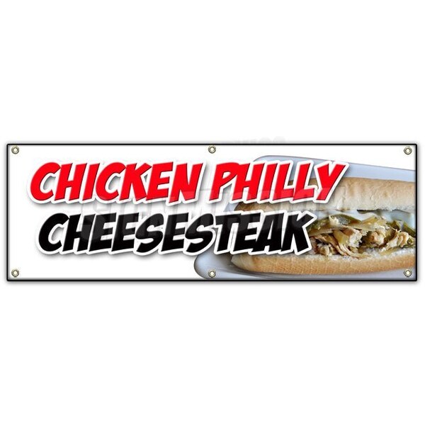 CHICKEN PHILLY CHEESESTEAK BANNER SIGN philadelphia sandwich steak hot